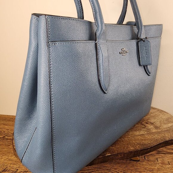 Coach Large Blue Bailey Carryall Shoulder Tote Bag EUC - Picture 3 of 16